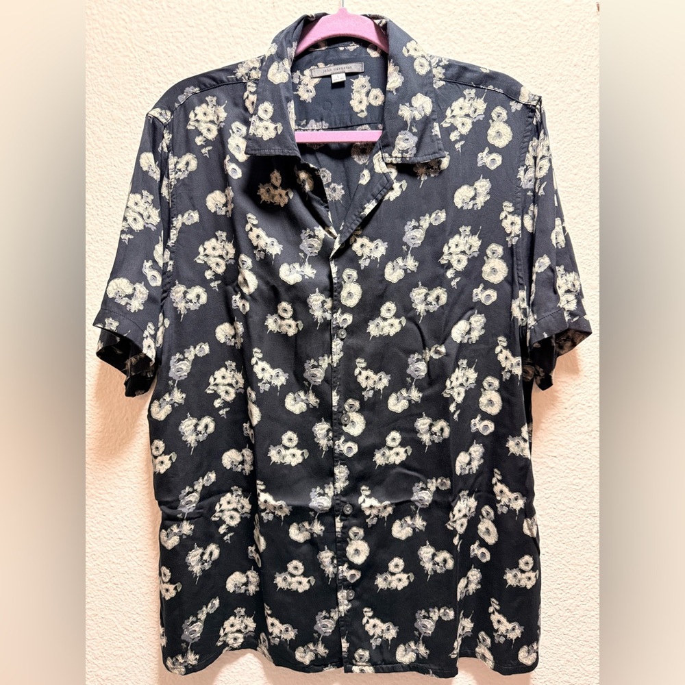 John Varvatos Black Floral Casual Shirt